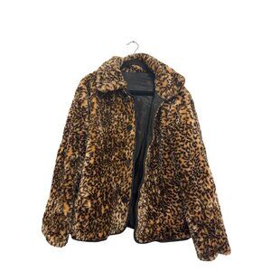 Vintage Learsi Reversible Leopard Faux Fur Jacket Womens Small Black Animal Prin